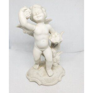 Rare Vintage D Original Germany Angel Cherub Eating Grapes Porcelain Figurine